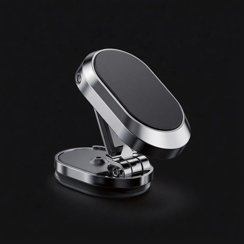 Magnetic phone mount, folding chrome arm