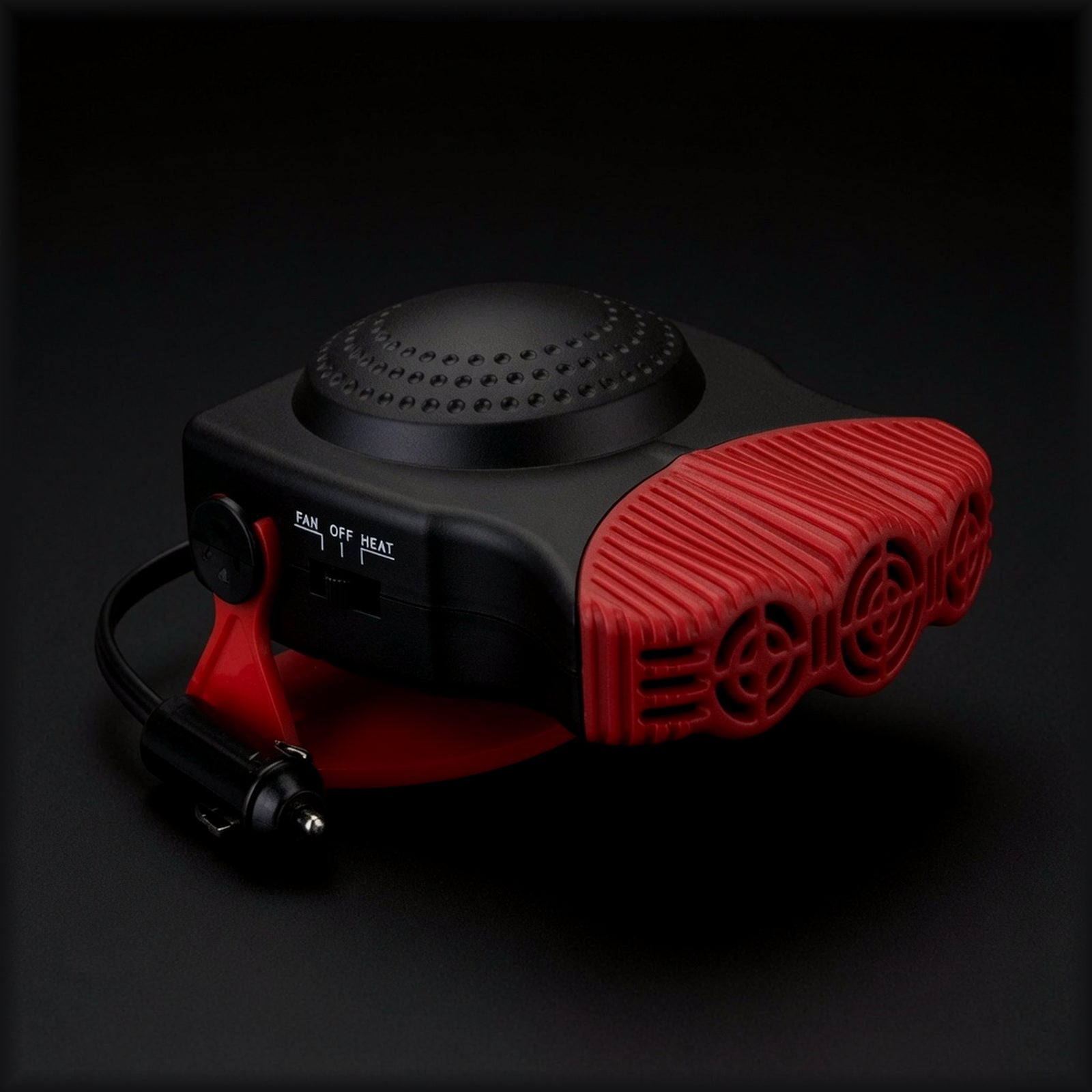 ClearDawn portable windshield defroster in red and black