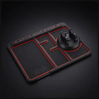 Non-slip mat holding a phone on a car dashboard