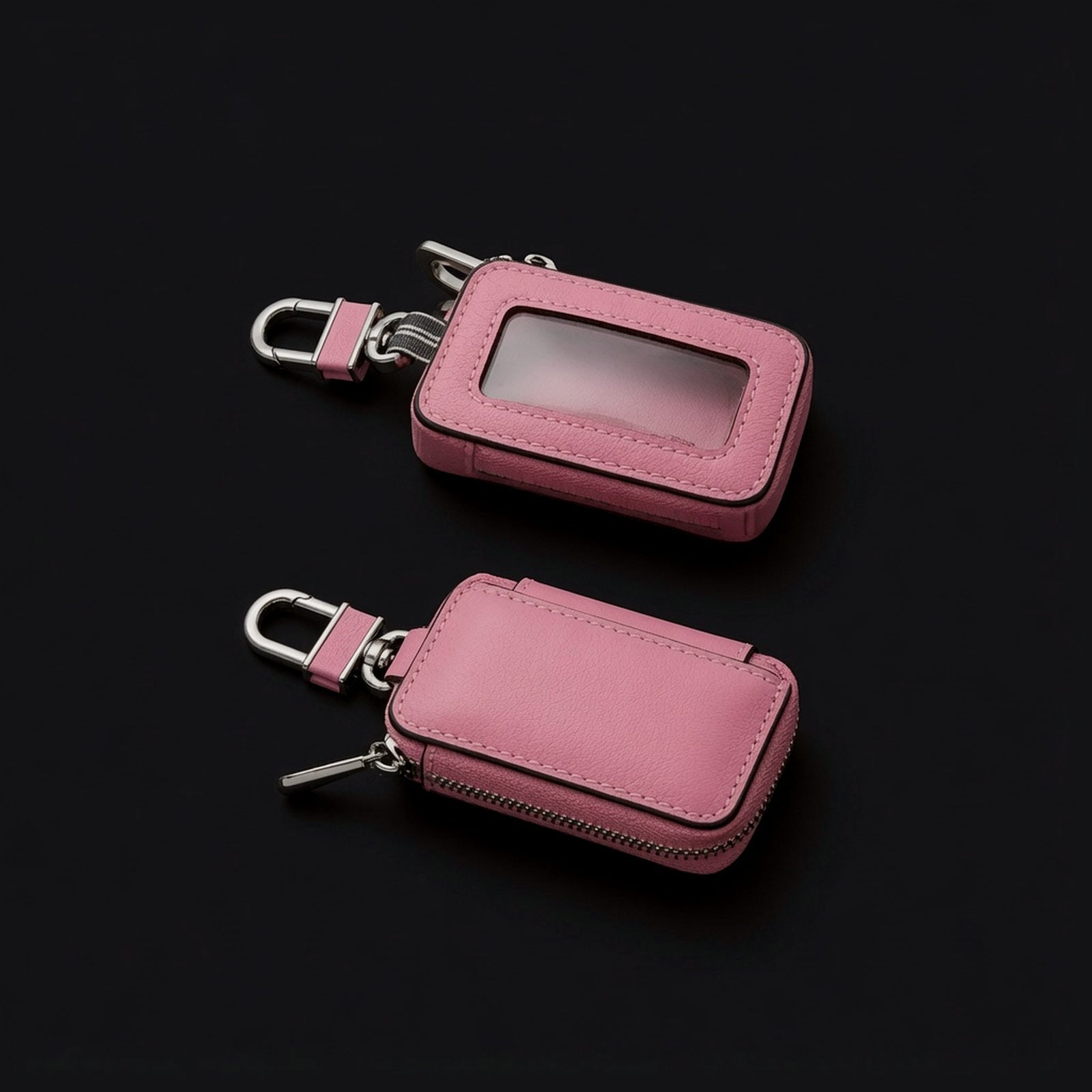 Cowhide leather car key bag with ID window