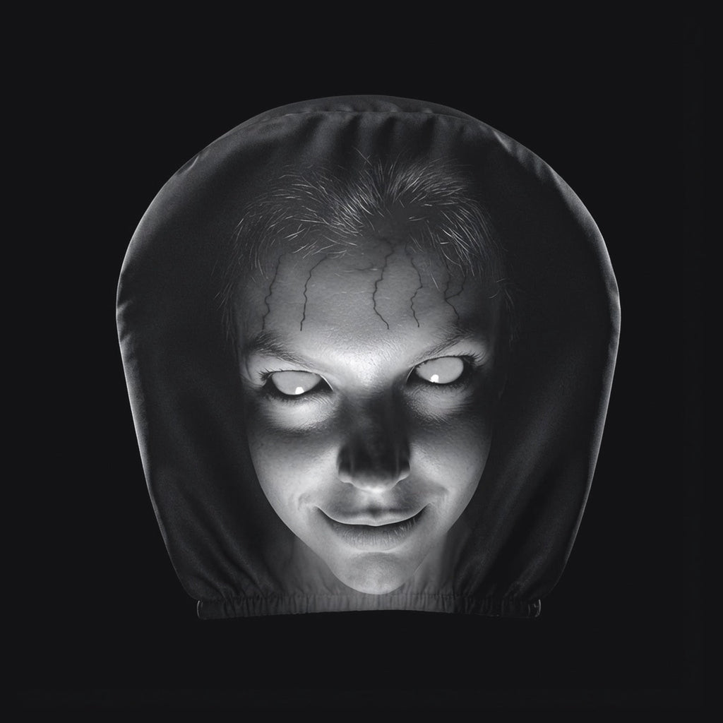 Creepy face car headrest cover for pranking passengers