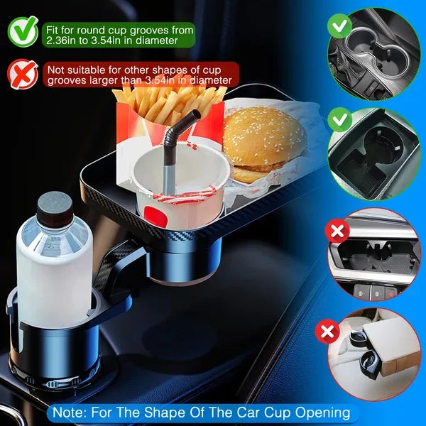 360° Rotating Cup Holder Tray & Bottle Expander