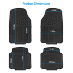 Heavy-duty rubber car floor mats, 4-piece set in black