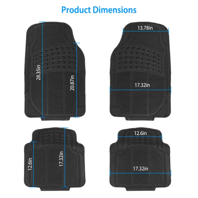GroundWork heavy-duty rubber car floor mats, 4-piece set in black
