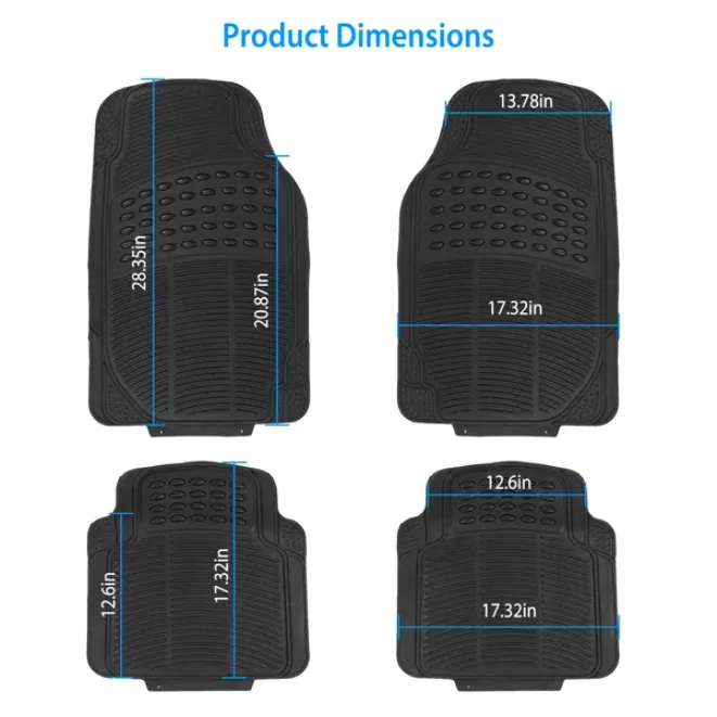 GroundWork heavy-duty rubber car floor mats, 4-piece set in black