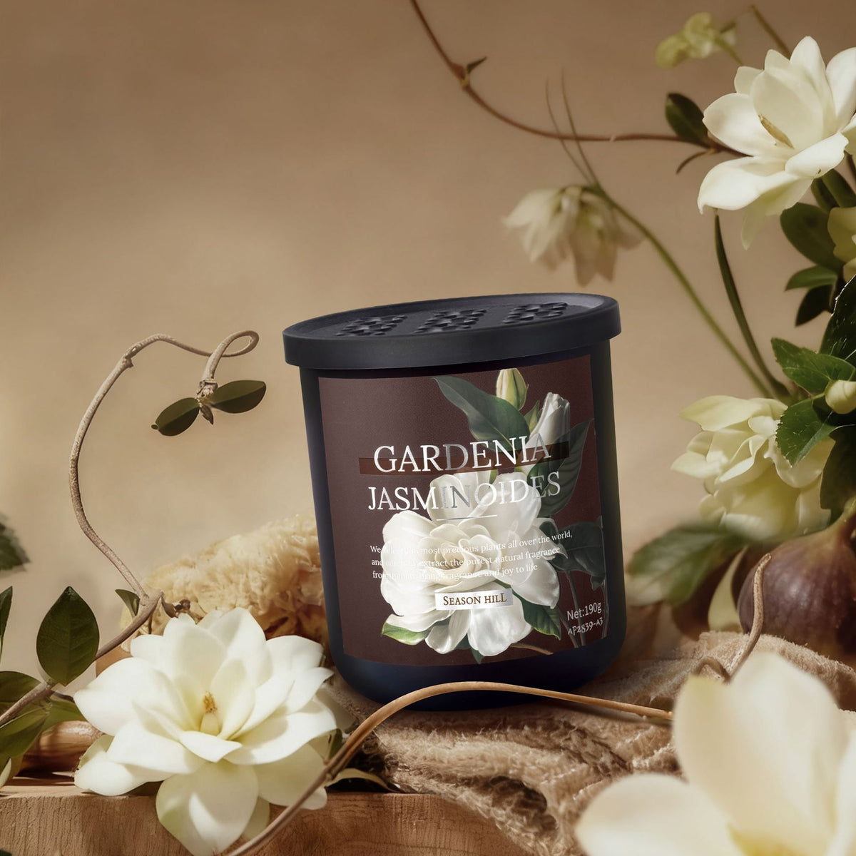 Retro floral solid balm car air freshener, gardenia scent tin