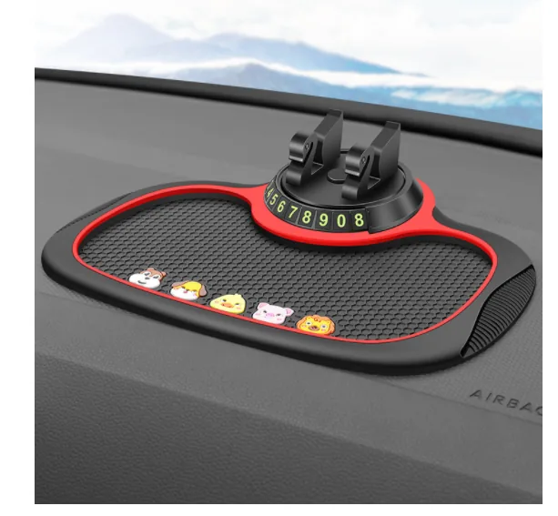 GripPad non-slip dash mat and parking card with cartoon print, single piece
