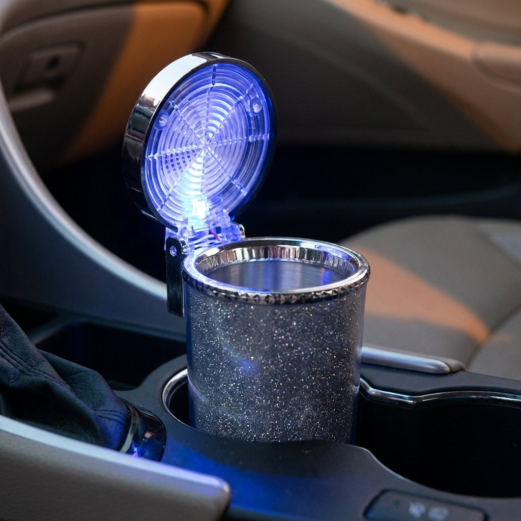 EmberTray LED Car Ashtray - in use