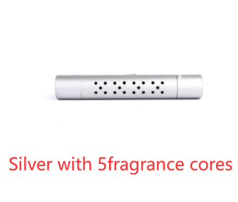 ClipScent vent air freshener in silver with 5 scent cores