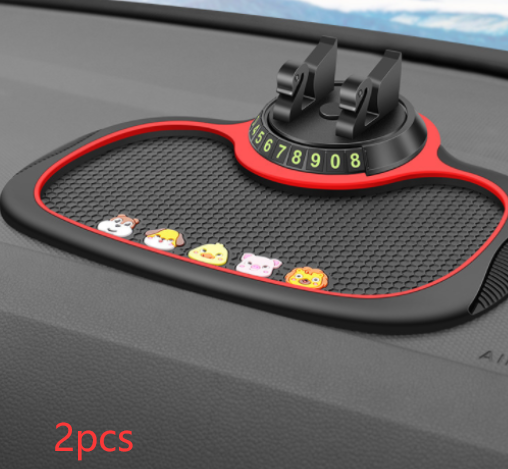 GripPad non-slip dash mat and parking card with cartoon print, pack of two
