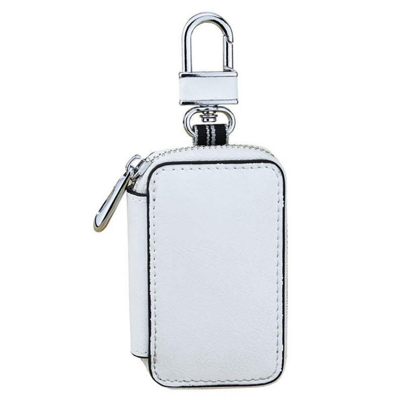 Cowhide leather car key bag with keyring