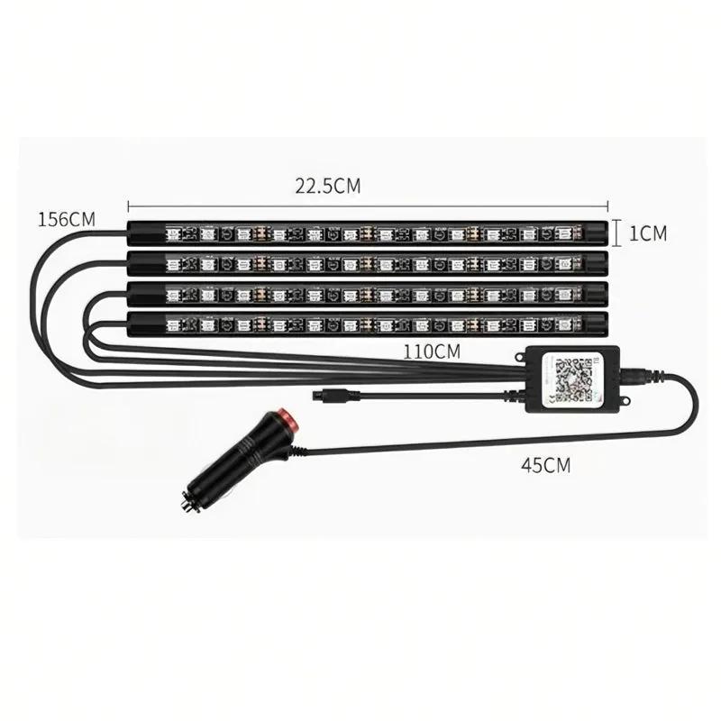 GlowRide RGB kit contents with four LED strips and controller
