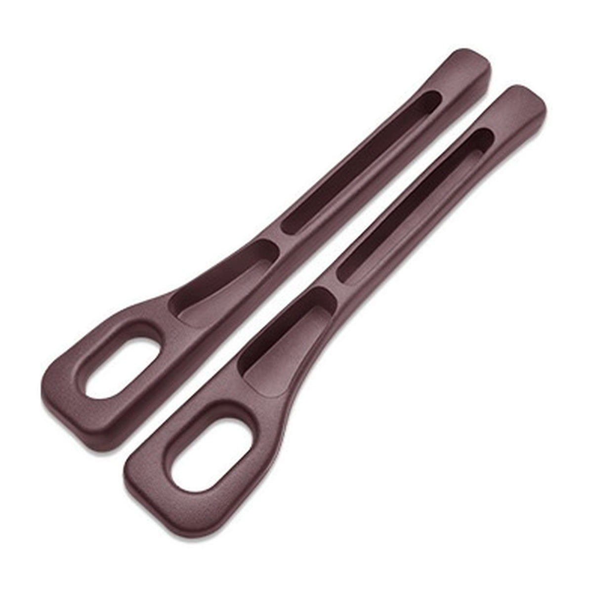 Mocha Brown — pair of car seat gap filler strips on a white background