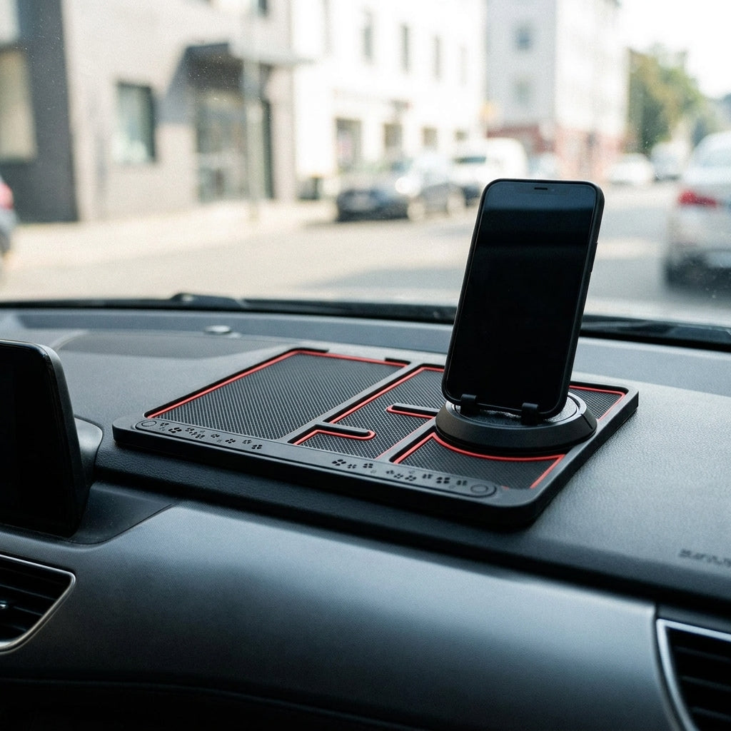 GripPad Non-Slip Car Dash Mat & Parking Card - in use