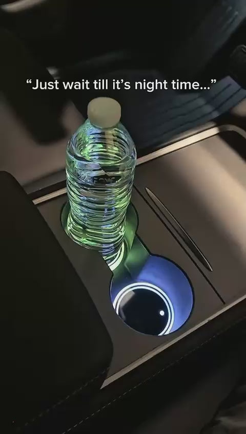 LED Car Cup Holder Coaster – Glowing Acrylic Mat, 68 mm, Battery Powered